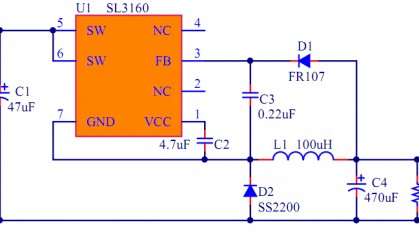 内置150V耐压MOS管 SL3160替代LTC7138，固定5V输出 降压恒压IC
