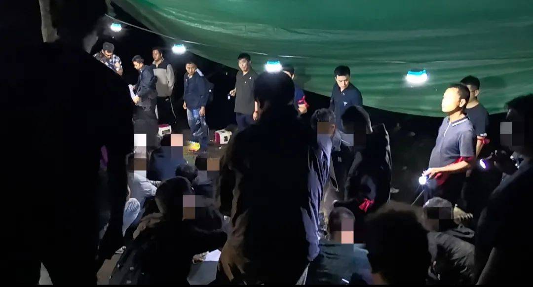 大理警方在一山地核桃林内成功抓获涉赌人员56名，查获赌资55万余元